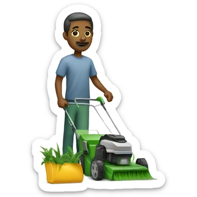 man with lawnmoer sticker