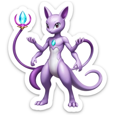 Anthro Sona Colorful Godly Celestial Shiny Mewtwo-Fakemon Fantasy Creature Full Body sticker
