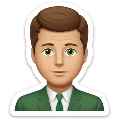 guy with a JFK style haircut that is medium brown. hazel eyes that lean green. light skin sticker