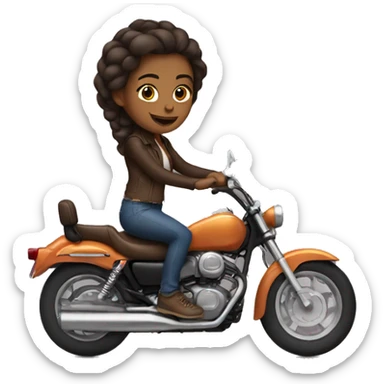 brown girl riding motorcycle sticker