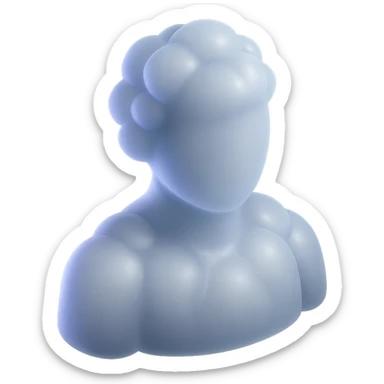 A person from the shoulders up, entirely composed of fluffy white convex clouds sticker