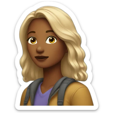 A woman looking mountains sticker