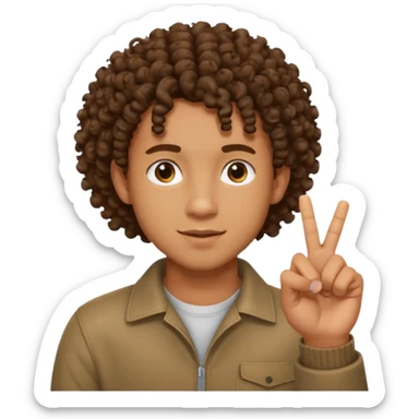 Ragazzo mulatto col coi ricci che fa il terzo dito sticker