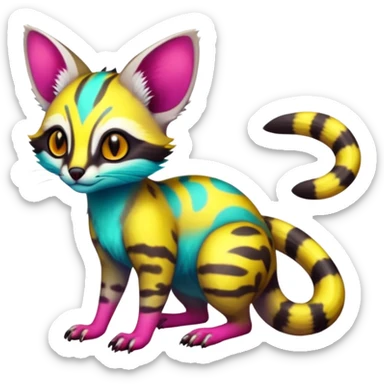  randomly colored colorful light cute lush neon-colored brightly colored Fakémon-Fionbri-Vernid-Genet-creature with markings (full body) sticker