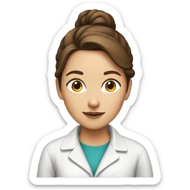 Female scientist with brown hair in a bun  sticker