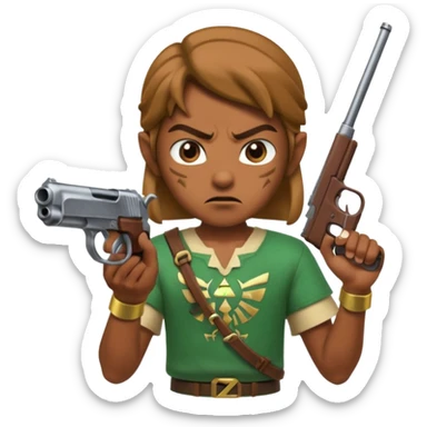 A caca whit a gun that shoot a zelda sticker