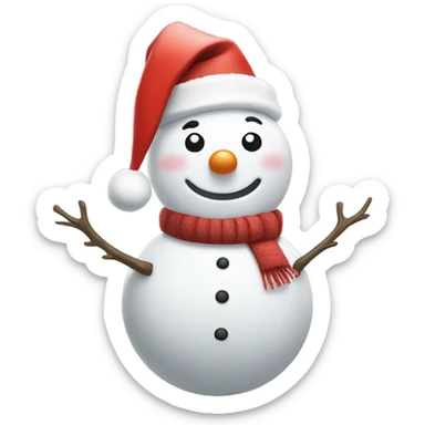 Snowman wearing a Santa hat sticker