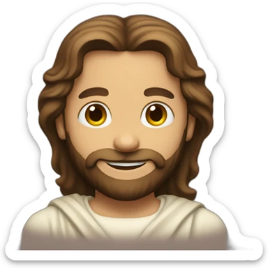 Jesus Smiling and showing a heart sticker