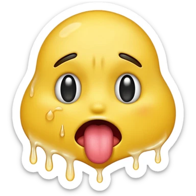 Generate a distressed and sweaty emoji with white tears dripping off of its tongue sticker