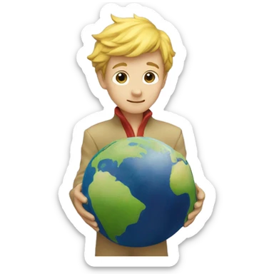 The little prince holds the earth in his hands sticker