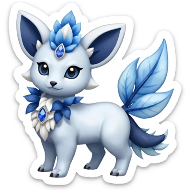 Floral Absol-Nidorina-Amaura-Alolan-Vulpix-Dialga-fusion adorned with Sapphire jewelries sticker
