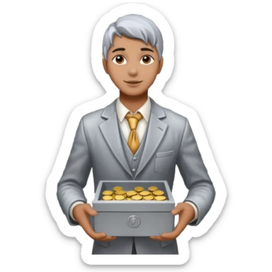 Living statue (silver paint),Street Performers,background street setup, with coins box sticker