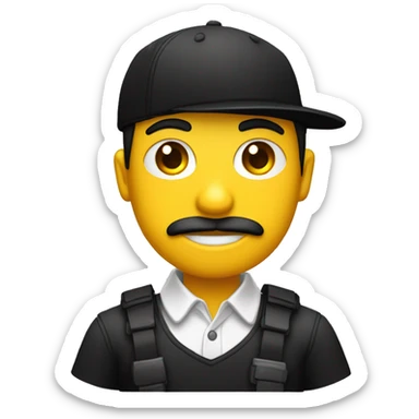 Ladrón de piel amarilla con antifaz negro,gorro negro y camisa negra y blanca sticker