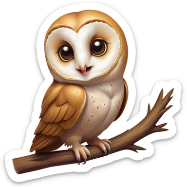 Cinematic Cute Yawning Barn Owl Portrait Emoji, Head tilted slightly with a dramatic, wide-open yawn, showcasing a soft, mottled plumage with subtle brown accents and gently drooping feathers, round amber eyes barely open in drowsy contentment, Simplified yet irresistibly adorable features, highly detailed, glowing with a soft, cozy glow, high shine, relaxed yet expressive, stylized with a touch of nocturnal whimsy, bright and endearing, soft glowing outline, capturing the essence of a sleepy yet affectionate owl, so drowsy it feels like it could glide out of the screen and curl up for a nap! sticker