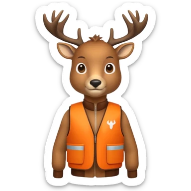 crea una mascota de equipo que sea un venado de cuerpo completo y lleve un chaleco con el nombre de telamon que en el chaleco diga telamon, el chaleco de color naranja sticker