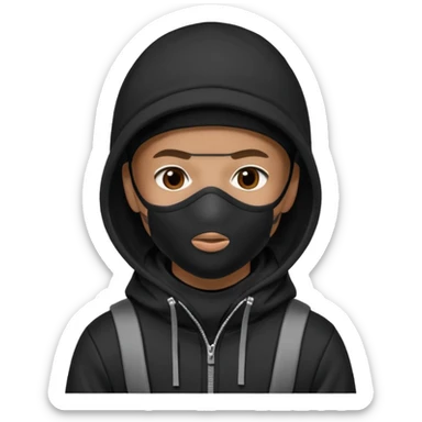 skier with black goggles hoodie and face mask looking stylish like an underground rapper. I said mask pls no face showing  sticker