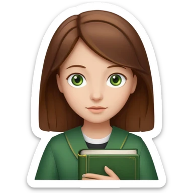 Girl with brown hair and green eyes holding Bible  sticker