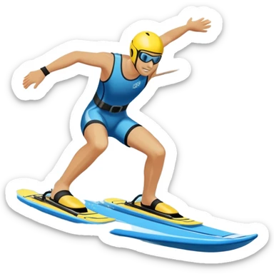 An icon featuring a close-up collage of water skis, splashing water across the surface. The design highlights the motion of the skis cutting through the water. Transparent background emphasizes the thrill of water skiing. sticker
