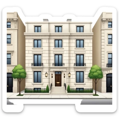 upper east side townhouse, white limestone, classic modern, exterior view sticker