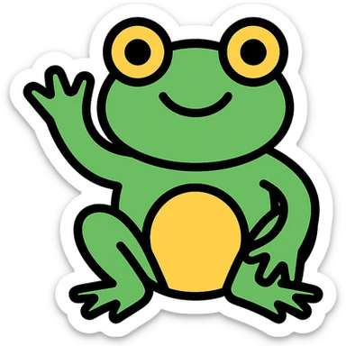 smiling frog waving sticker
