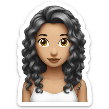 Ragazza con capelli lunghissimi neri e bianchi sticker