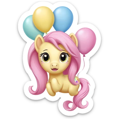 fluttershy mlp pastel balloons floating above its mane. sticker