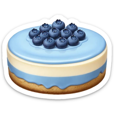 Cheesecake with blue cream on top and blueberries sticker