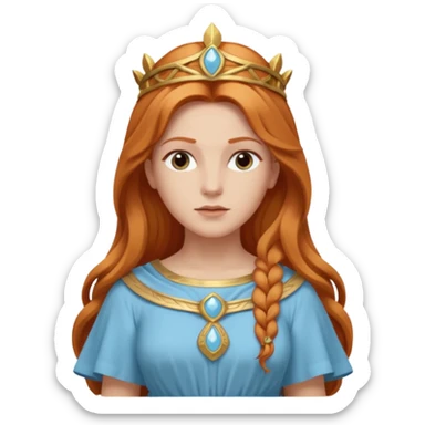 Minerva, Wisdom Goddess from Rome Mythology with long reddish blonde hair, light blue outfit sticker