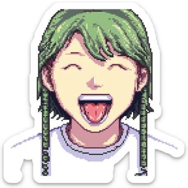 smiling with tongue sticking out
add the words  I’m talking bout innatt  sticker