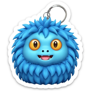 Fluffy cute monster keychain sticker