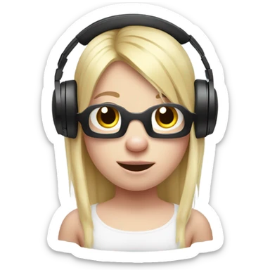 A Pig with a gaming headset on and blonde hair  sticker