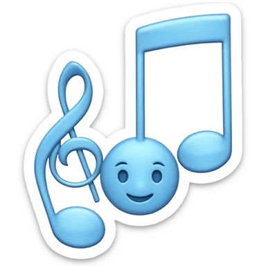 Emoji-style music note with two smaller music notes, rounded and playful, soft shading - playing music on repeat sticker