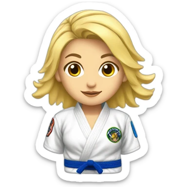 Beautiful blonde woman angel wearing Jiu-Jitsu BJJ gi sticker