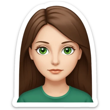 pretty middle age woman with green eyes and long straight ash-brown hair  sticker