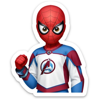 Spider-Man in the Colorado Avalanche hockey uniform sticker