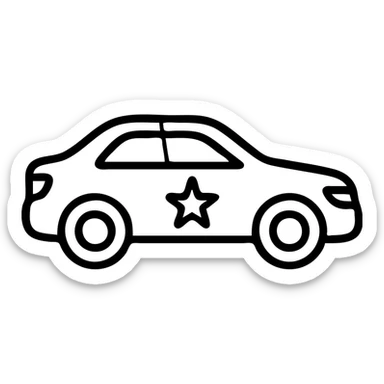 small gold star on the glossy black body of a premium car, clean lines, subtle reflections, modern and simple outlined icon sticker
