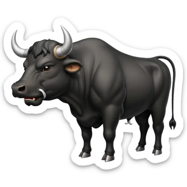 angry leaping black bull side view with steam from nostrils sticker