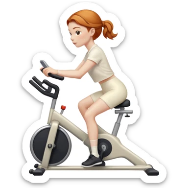 Ginger girl chignon riding stationary bike cream outfit sticker