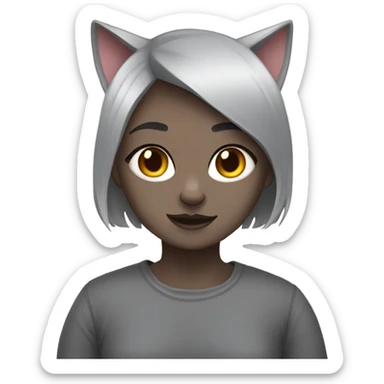 ugly girl with grey british short hair cat sticker