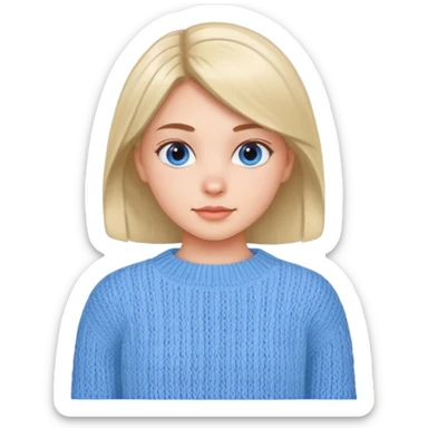 sky-blue knitted wool sweater, round neck, Girl's wear. sticker