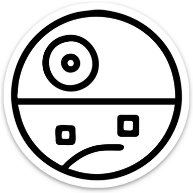 Star Wars inspired moon icon, simple, minimal, clean lines, suitable for app or website icon sticker