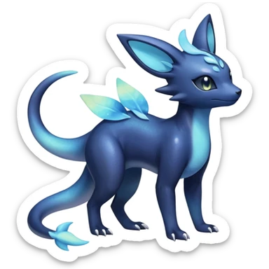 Shiny icy iridescent Pastel Nebulae Salandit-Meowstic-Umbreon-Fakémon-hybrid-creature (full body)  sticker