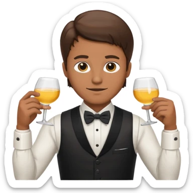 a bartender man with bow tie and vest, having brown hair















 sticker