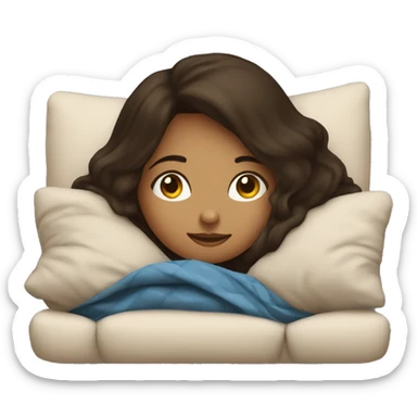 Brunette girl laying on the couch with a blanket around her sticker