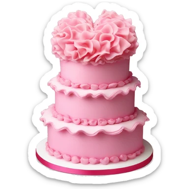Birthday cake heart ruffles pink coquette three tier sticker