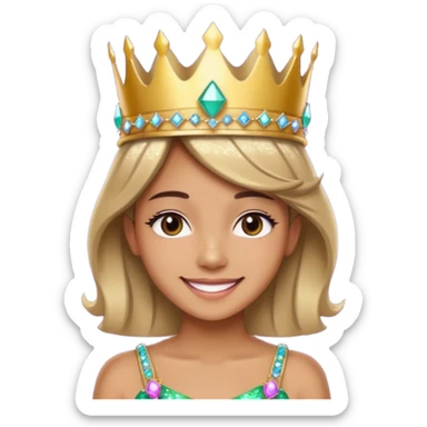 A stylish teen wearing a hand-crafted crown for fun. sticker