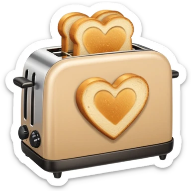 Beige heart toaster with toast  sticker