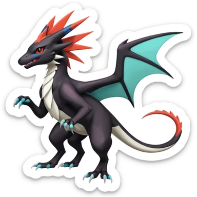 Salandit-Noivern-Mightyena-Silvally-Fakémon-hybrid-creature (full body)  sticker
