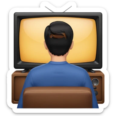 man with black hair seen from behind watching television sticker