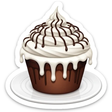 chocolate cake cup with white looped drizzle  sticker